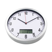 Clock with Humidity and Temperature Hanging Thermometer Wall Electronic Lcd Silver Vintage