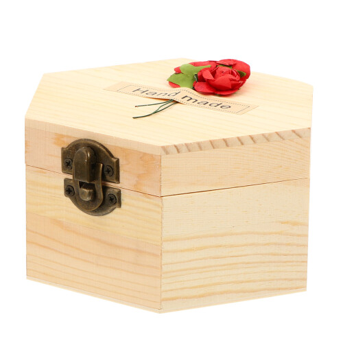 2 Pcs Hexagonal Simulation Flower Gift In Wooden Box
