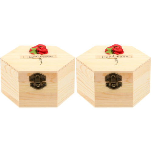 2 Pcs Hexagonal Simulation Flower Gift In Wooden Box 1
