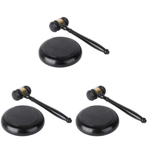 3Sets Holzgerichtshammer Schwarz Mit Ideal Für Auktion 2