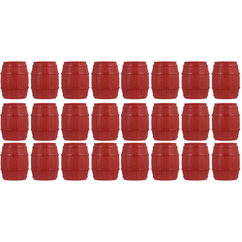 24Pièces Décor Mini Barils PVC Rouge Accessoires Maison Pirate 1