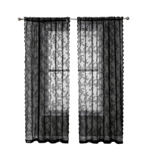 Black Lace Curtains 84in, Rustic Floral Pattern, Compatible with Living Room, Goth Sheer Window Curtains, 2 Panels, 40x56in