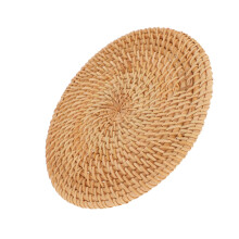 Rattan Coasters for Drinks Round Cup Base Plates Dishes Reusable Saucers Insulated Hot Pads Pot Holder Living Dining Room Kitchen Accessories