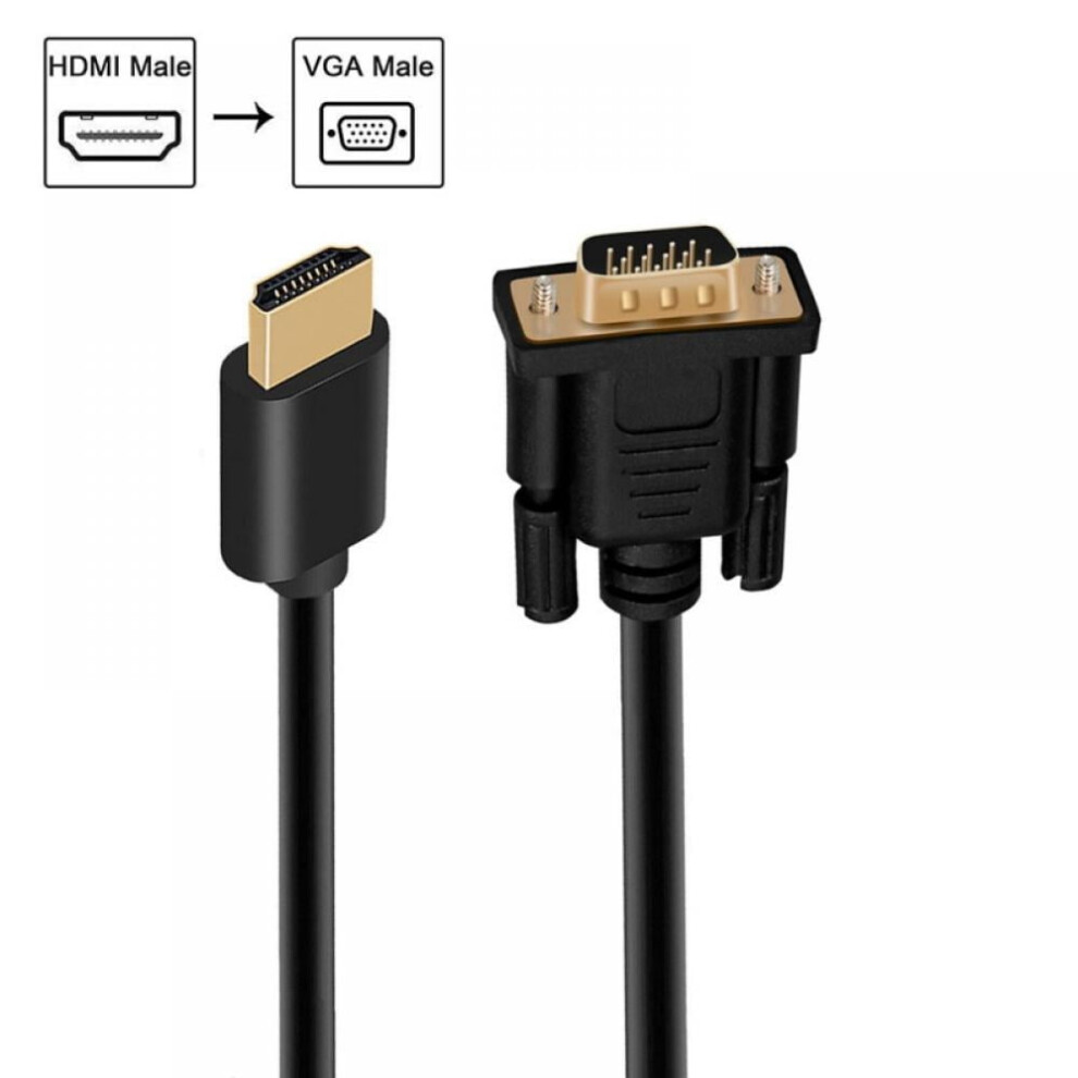 Hdmi To Vga Male To Male Converter For 1080P Hd Monitor/Projector W/ Audio Adapter Interface -Plated Cable Stable Signal Gold 9338982134170