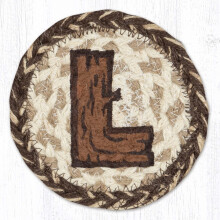 IC-9-870Rustiikkinen L monogrammikuvioitu lasinaluset 12,5 cm x 12,5 cm