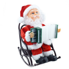 Julemandsfigur juledekoration, kompatibel med guitar, violin og saxofon, bærer solbriller, kræver 3 AAA-batterier