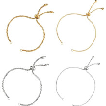 12 Stück zweifarbige, verstellbare Bolo-Armbänder aus Edelstahl mit Perlen und Verlängerungsketten für die Schmuckherstellung