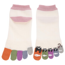 1Paire Chaussettes Femme Coton Aéré 5 Doigts Design Stylé Multicolore