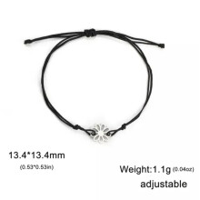 RSAMD Sweet Flower Charm Armband van roestvrij staal, Boheemse sieraden voor dames - 17-22 cm - F Staal Zwart