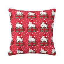 Hello Kitty julemønster dobbeltsidet plyspudebetræk blødt firkantet pudebetræk til sovesofa soveværelse stue dekoration 18" x 18"