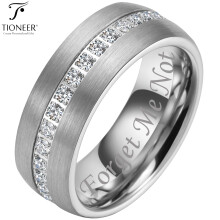 Tioneer Dome wolfraamcarbide ring met eeuwigheidssteen en kubische zirkonia in zilver, goud of zwart met zwarte CZ
