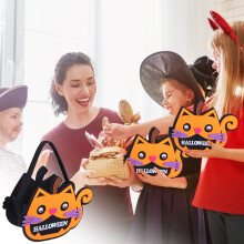 Halloween pompoen emmer, houder voor snoepzakjes, non-woven snoepemmer voor kinderfeestjes en verkleedpartijen.