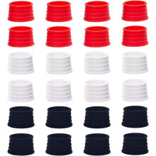 24Pcs 3 Colors Silicone Tennis Rings Black White Red, Compatible with 18mm Diameter Rackets for Tennis, Squash, Badminton, Baseball, Racquetball