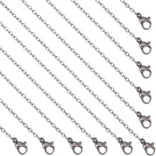 Pacote com 20 correntes de aço inoxidável 304 de 24 polegadas (61 cm), 0,6 m x 2 mm, correntes de metal prateado com fecho lagosta para confecção