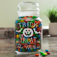 Frasco de vidrio personalizado para pedir dulces o truco