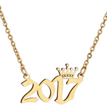 Welling cijferhanger jaartal ketting met kroon, roestvrijstalen, prachtige ketting, damesketting, verjaardagscadeau