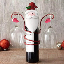 Porte-verres à vin de Noël, support métallique autoportant Père Noël, compatible avec la décoration intérieure et le rangement de la cuisine,
