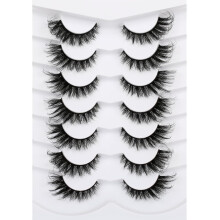 Changmaius umělé řasy Fluffy Cat Eye Look 8D Crossed Wispy přírodní umělé norkové řasy, 7 párů