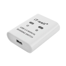 USB-printerdeelapparaat, 2-in-1-uit printerdeelapparaat, 2-poorts handmatige KVM-schakelsplitterhub/converter wit
