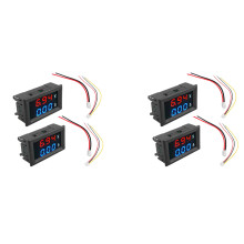 4 piezas de voltímetro y amperímetro digital DC100V 10A Medidor de voltaje y corriente Panel de visualización LED azul + rojo