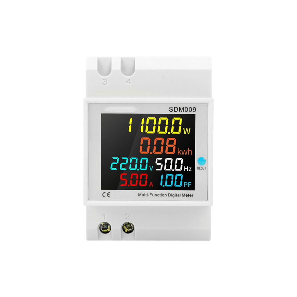 Sdm009 Rail Single-Phase Digital Display Voltage Current Frequency Power Factor Electric Multi-Function(A) 9773935640719