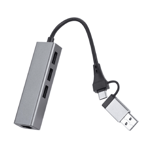Κάρτα δικτύου αλουμινίου Gigabit1000Mbps3Port3.0HUB2in1Cable USB-C σε RJ45Κάρτα δικτύου χωρίς