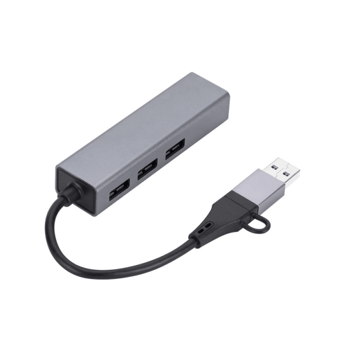 Κάρτα δικτύου αλουμινίου Gigabit1000Mbps3Port3.0HUB2in1Cable USB-C σε RJ45Κάρτα δικτύου χωρίς 2