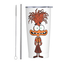 Pahar Inside Out de 20 oz, cană de călătorie din oțel inoxidabil izolată în vid, cu paie, pentru băuturi calde, ceai și cafea cu gheață