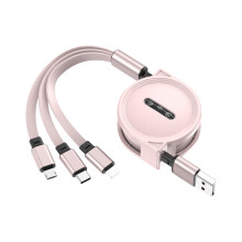 Jacenvly2024Ny5Gear Indragbar 3-i-1USB-kabel, Typ-C/Micro USB/iOS, Kompatibel med iPhone/Android, Snabbladdning, 120 cm