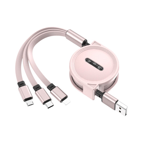 Jacenvly2024New5Gear RetractableΚαλώδιο USB 3 σε 1, Type-C/Micro USB/iOS, Συμβατό με iPhone/Android, Γρήγορη φόρτιση,