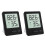 Fugtighedsmåler, rumtermometer, hygrometer, mini-indendørstermometer med indikator, sort, 2-pak 1