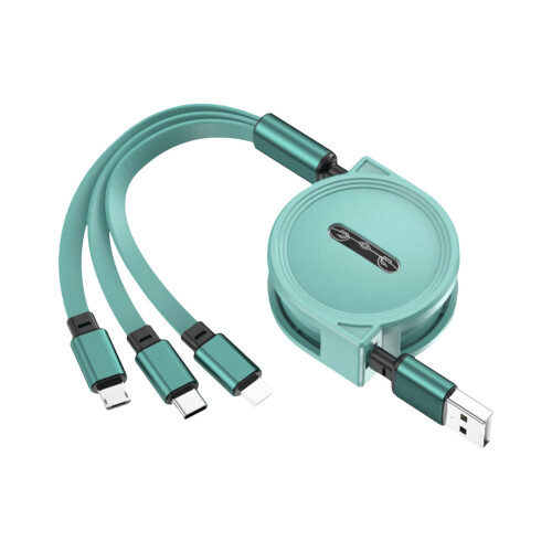 Jacenvly2024New5Gear RetractableΚαλώδιο USB 3 σε 1, Type-C/Micro USB/iOS, Συμβατό με iPhone/Android, Γρήγορη φόρτιση, 2