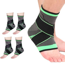 perechi sport gleznă orteză compresie curea mâneci suport bandaj elastic picior protecție echipament sală fitness (verde-M)