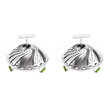 2 paniers vapeur pliables pour légumes, insert pour la cuisson des aliments, extensible pour s'adapter à des casseroles de différentes tailles