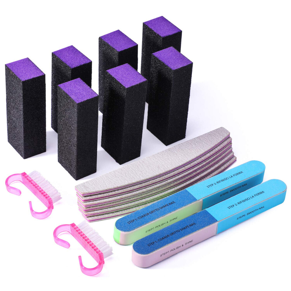 Professional Nail File and Buffer Kit 17PCS SalonStyle Durable Washable Tools for Manicure Pedicure
