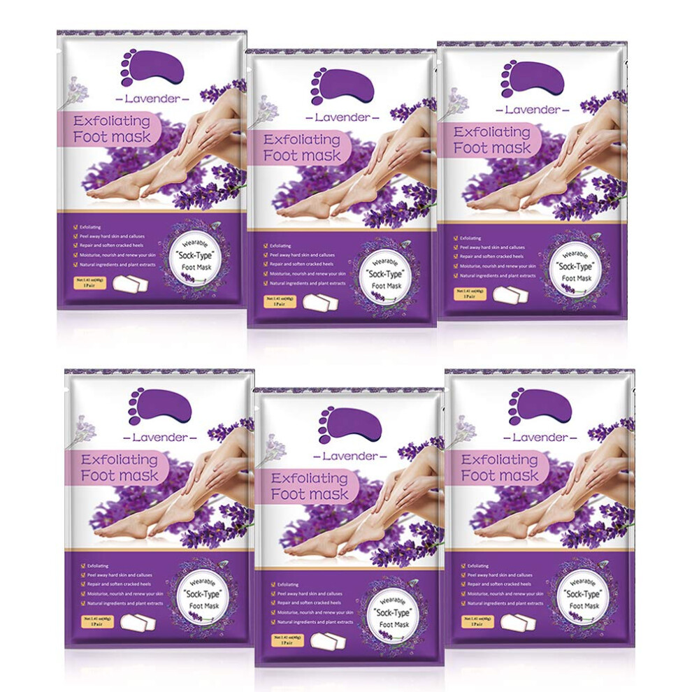 Lavender Foot Peel Mask 6 Pack With Scent For Callus Removal And Gentle Foot Exfoliation