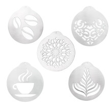 Coffee Stencils 5Pcs Stainless Steel Latte Art Templates for Cappuccino with Multiple Shapes