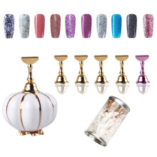 Nail Practice Stand with Magnetic Tip Holders and Ceramic Pumpkin Base for Nail Art Display
