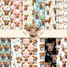 Highland Cattle Scrapbook Paper 12x12 DoubleSided Craft Sheets for Card Making and Albums