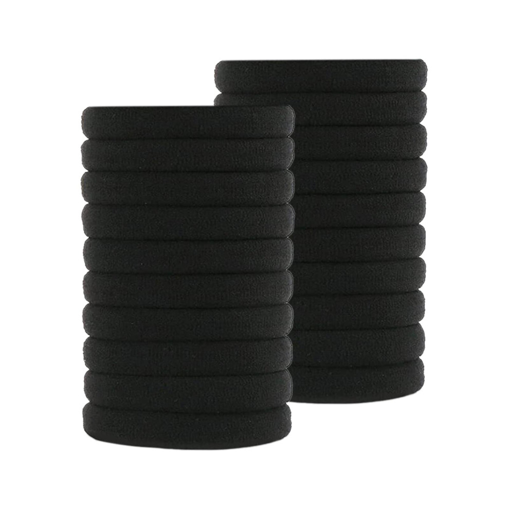 Unisex Black Seamless Hair Ties For Thick And Curly Hair 3Cm 20Pcs Elastic Ponytail Holders