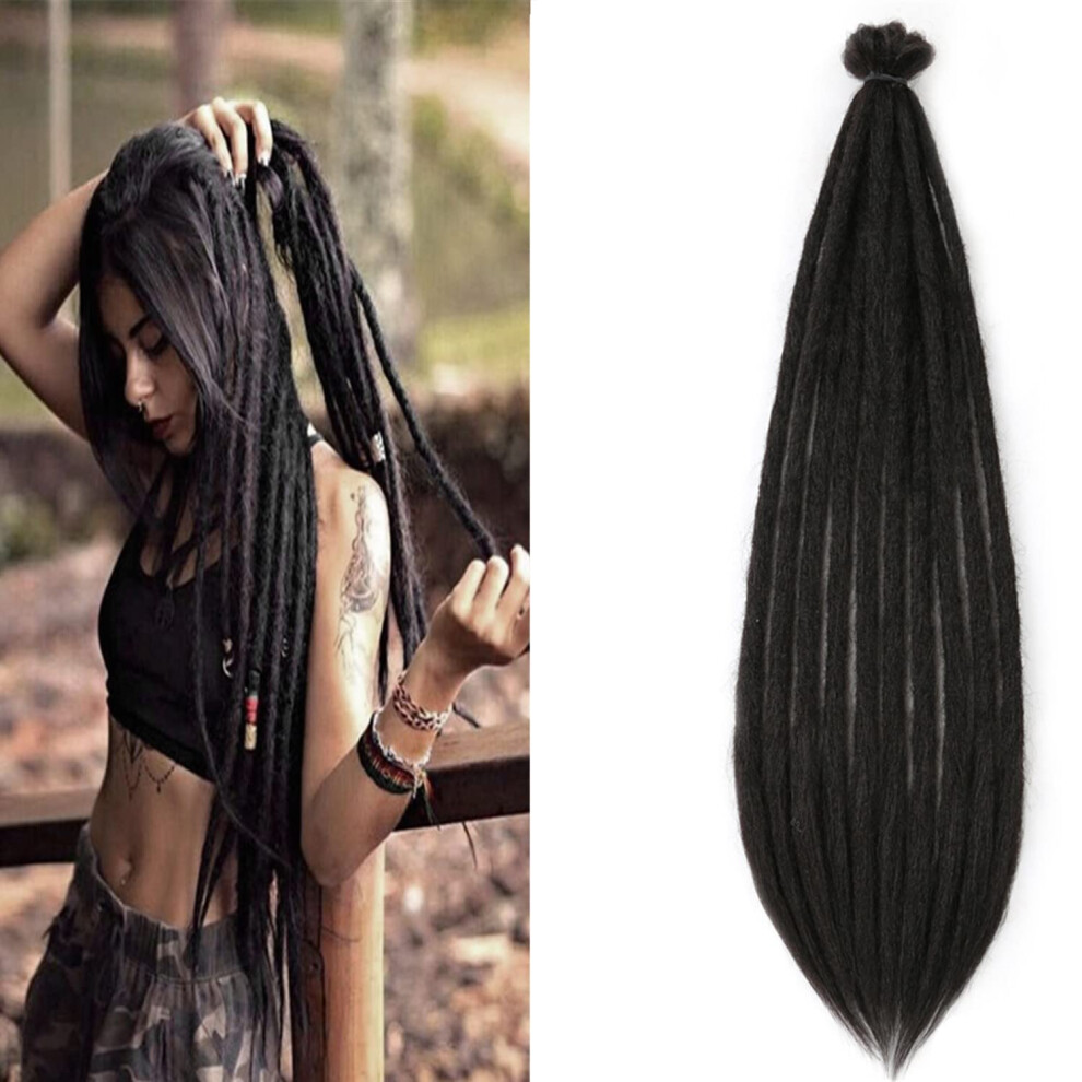 Unisex Black 36 Inch Synthetic Dreadlock Extensions 1B, Handmade Crochet 20 Strands Natural Hair