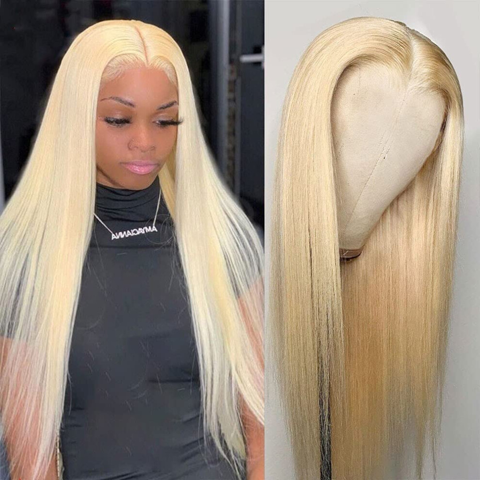 24 Inch Brazilian Human Hair Lace Front Wig 13x4 Transparent Preplucked Straight Wig 150% Density