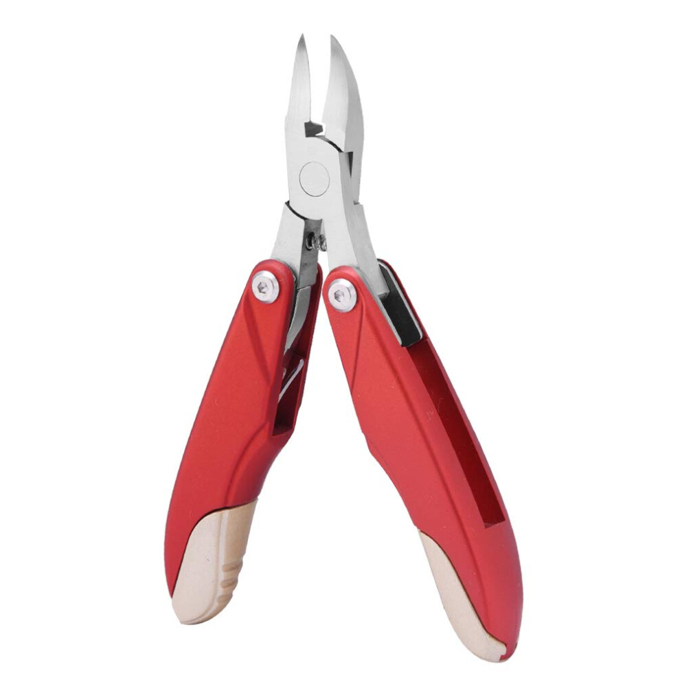 Toenail Clippers for Thick or Ingrown Nails with Precise Concave Blade, Ergonomic Long Handle, Red