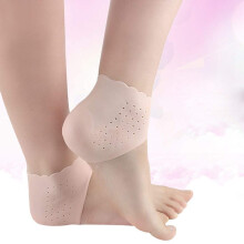 Silicone Heel Protectors Moisturizing Gel Socks for Cracked Dry Heels Reusable Comfort Fit Pink