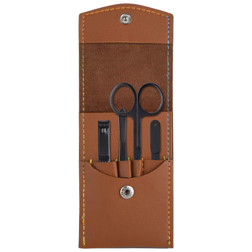 Manicure Set Nail Clippers Stainless Steel Travel Grooming Kit with Leather Case for Nails and Eyebrows