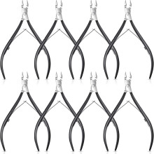 8 Pcs Stainless Steel Cuticle Nippers Sharp Pointed Blades Professional Trimmer for Manicure and Pedicure Black