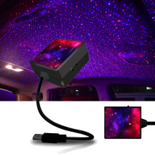 Car Roof Star Night Light USB Sound Activated Rotating Projector for Car Bedroom Party Decor