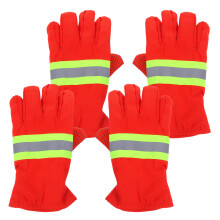 2Paires Gants Anti-Brûlure Pompiers Coton Orange Sécurité Sauvetage