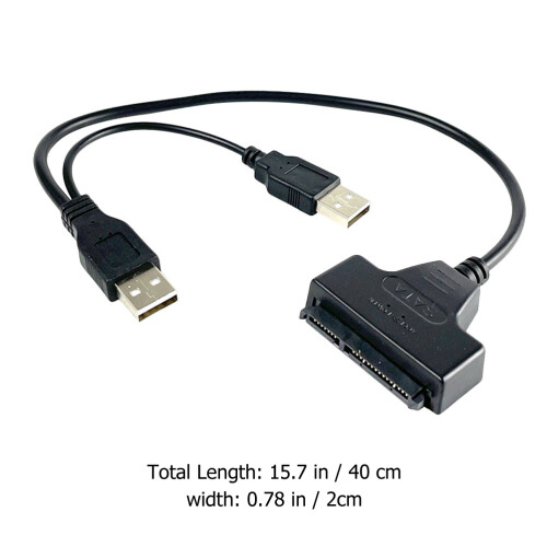 2Pièces Adaptateur USB À Câble Dur Portable Noir Cuivre 2