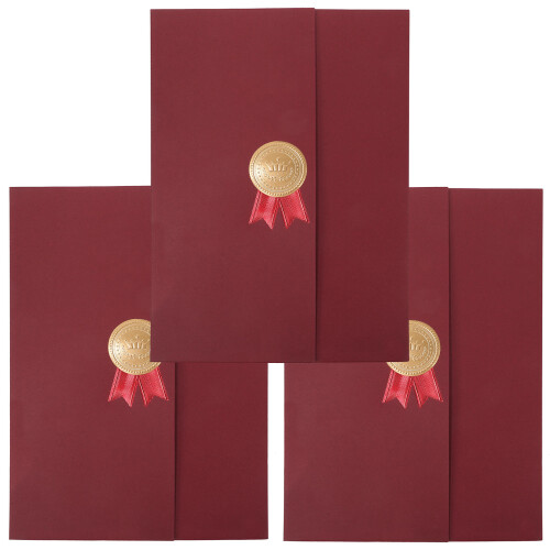 3Pièces Étui Rouge Pour Certificats Et Diplômes